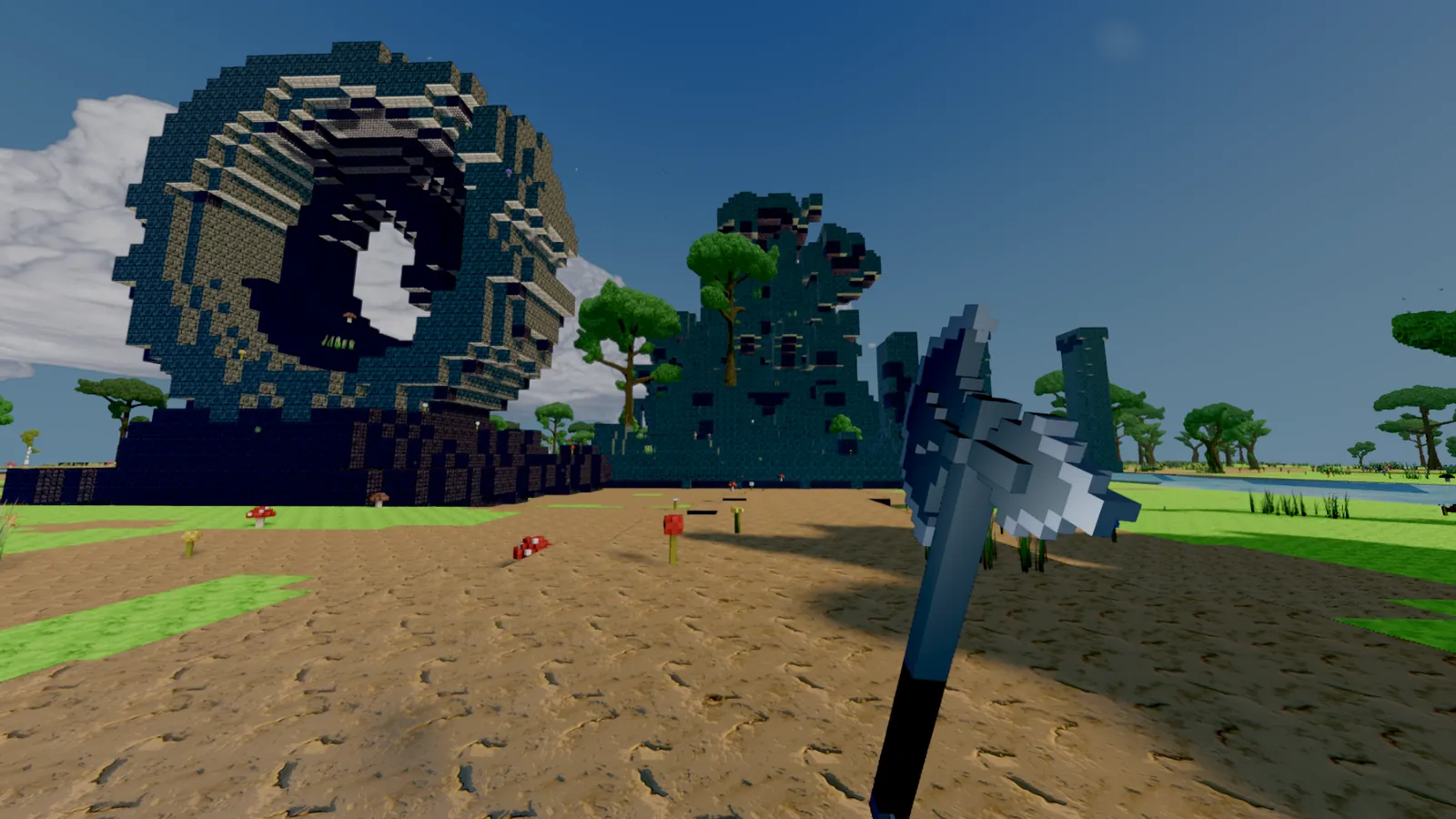 Large voxel structure with tool interaction