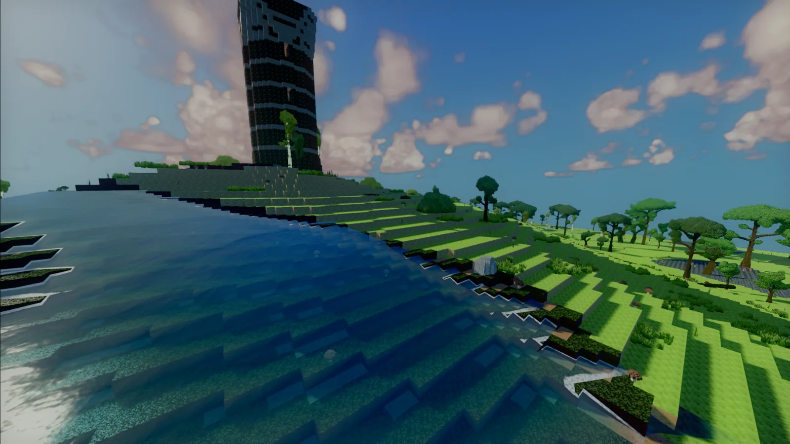 Water carving and shore band pass