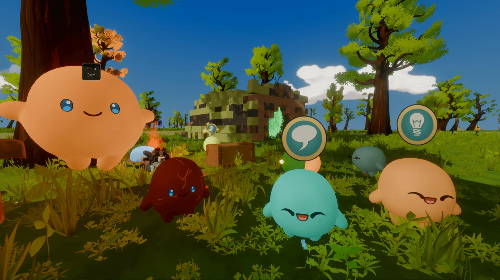 Close up of happy Luminid faces in the grass