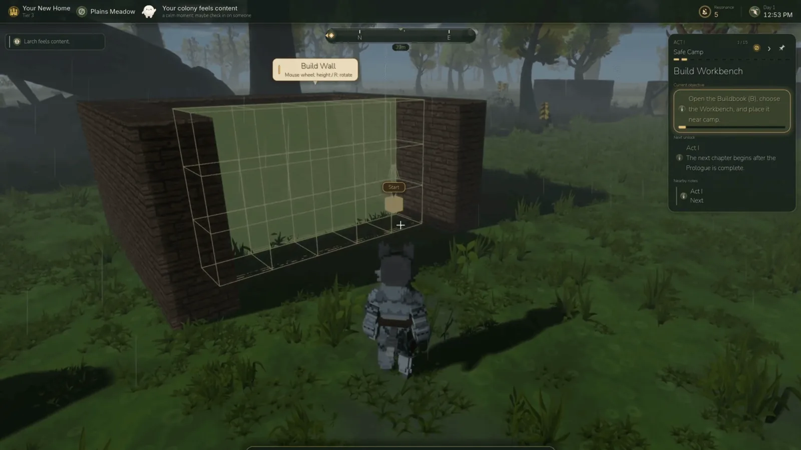 Build wall layout preview in third person
