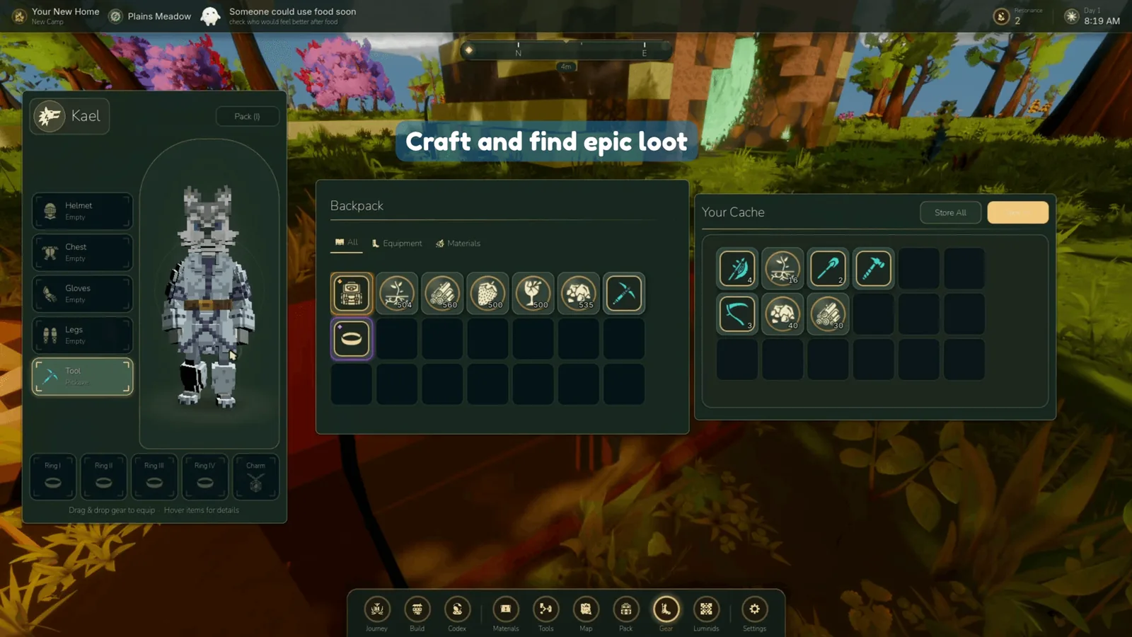 Build interface and tool panel